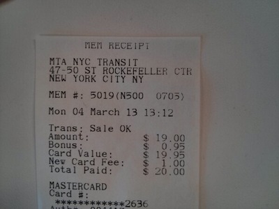 MTA Receipt